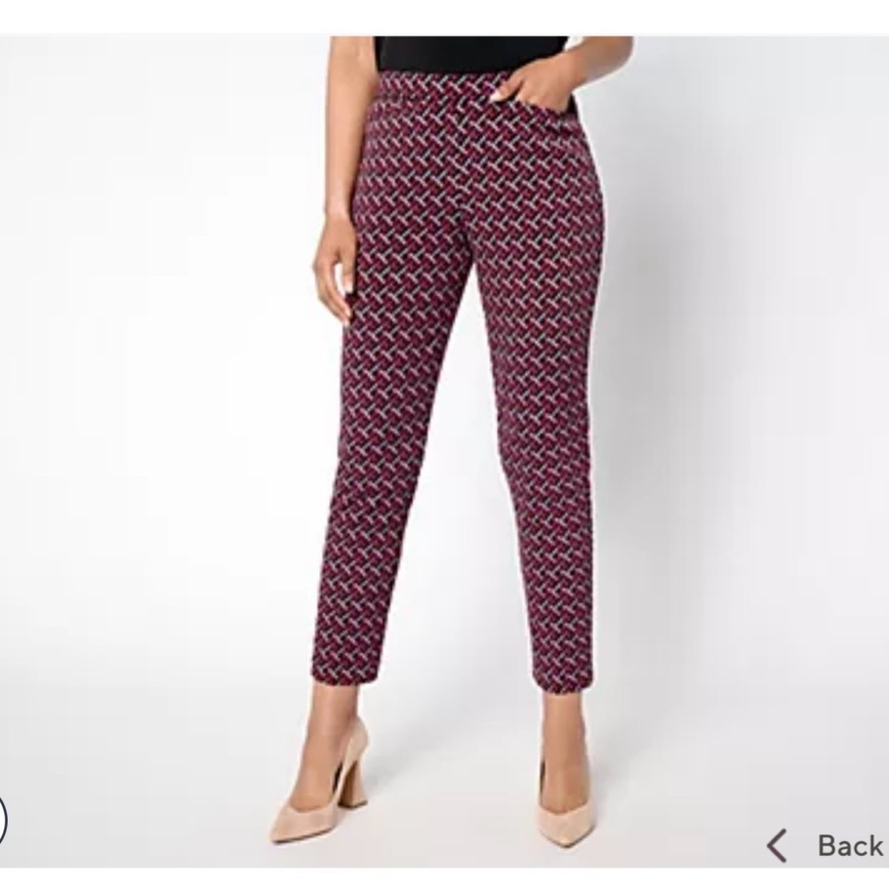 Susan Graver Petite Printed LK Fusion Ava Slim Pants